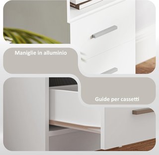 Escritorio Moderno Ahorra Espacio Con 3 Cajones Y Estante Abierto, Escritorio Con Cajones De Madera, Para Oficina, Estudio Y Dormitorio, 100X40X75 Cm, Blanco