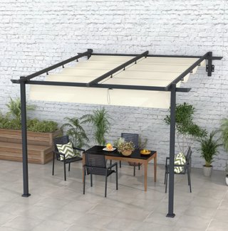 Pérgola 3x3m con Techo Retráctil Beige
