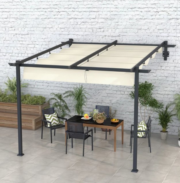 Pérgola 3x3m con Techo Retráctil Beige