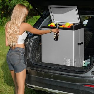 Refrigerador de Coche, Refrigerador de Coche de 12 Voltios, Congelador Portátil de Zona Única de 70 L, Rango Ajustable de -4℉ a 68℉, Enfriador de Compresor de 12/24V CC y 100-240V CA para Exterior...