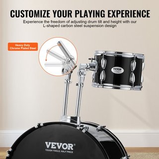 Juego de Batería para Adultos, 5 Piezas, Kit de Batería Completo de 22 Pulgadas con Bombo, Toms, Caja, Batería de Piso, Silla Ajustable, Soportes, Platillo, Pedal de Hi-Hat y Baquetas, Kit de Bate...