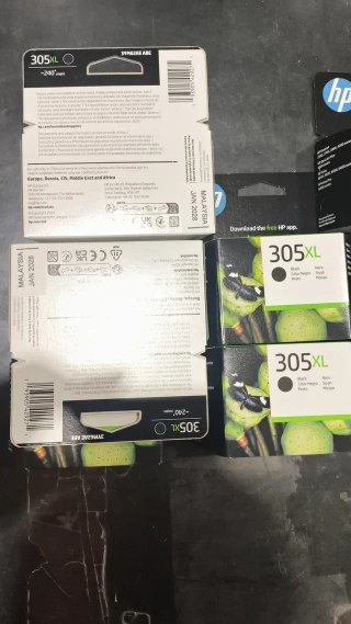 Lote HP 305XL Original 5 Negro + 3 Color