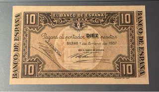 10 Pesetas 1937 Banco de Vizcaya