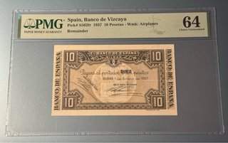 10 Pesetas 1937 Banco de Vizcaya