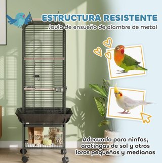 Jaula Loros con Ruedas 62.5x62.5x146cm