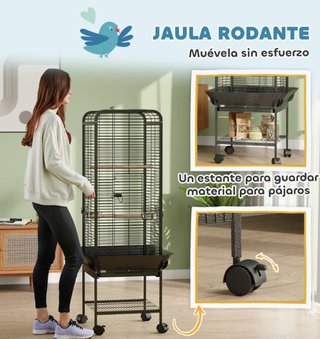 Jaula Loros con Ruedas 62.5x62.5x146cm