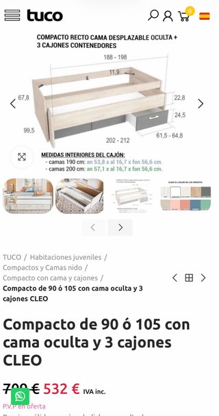 Cama nido con 3 cajones