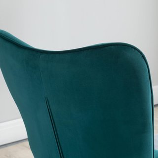 Sillón de Terciopelo para Oficina y Salón, Sillón Giratorio Acolchado con Reposabrazos y Altura Ajustable, Azul
