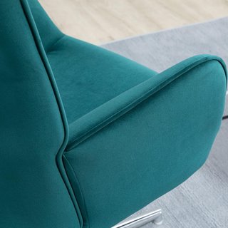 Sillón de Terciopelo para Oficina y Salón, Sillón Giratorio Acolchado con Reposabrazos y Altura Ajustable, Azul