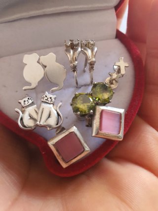 Lote 6 pares Pendientes Plata de Ley 925