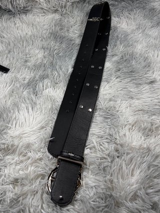 Cinturón Negro y Plateado Chrome Hearts