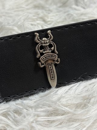 Cinturón Negro y Plateado Chrome Hearts