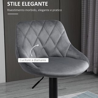 Set de 2 Taburetes de Bar con Altura Regulable, Base de Metal y Asiento de Piel Sintética, Taburetes Altos Modernos Giratorios con Respaldo y Reposapiés 46X48X83-104Cm, Gris y Negro