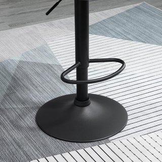 Set de 2 Taburetes de Bar con Altura Regulable, Base de Metal y Asiento de Piel Sintética, Taburetes Altos Modernos Giratorios con Respaldo y Reposapiés 46X48X83-104Cm, Gris y Negro