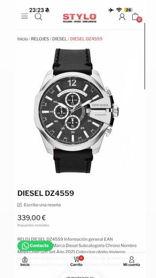Reloj Diesel DZ4559 Cronógrafo Acero Dorado