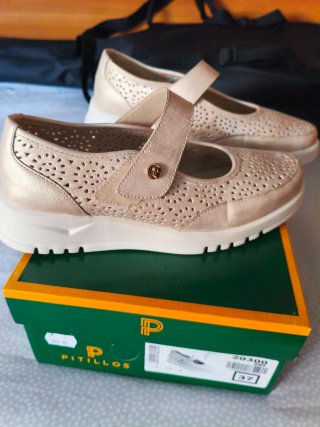 Zapatos Pitillos Merceditas Talla 37 Beige/plata