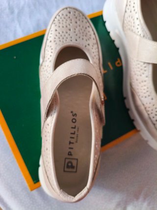 Zapatos Pitillos Merceditas Talla 37 Beige/plata