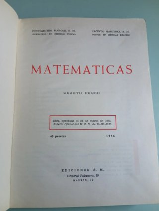 Matemáticas 4⁰ curso. 1966