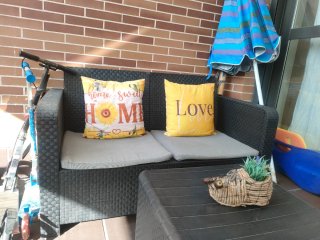 Conjunto Muebles Jardín Ratán Negro y Cojines