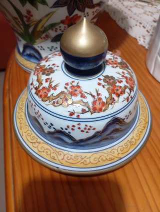Tibor Japonés Vintage Porcelana Pintado
