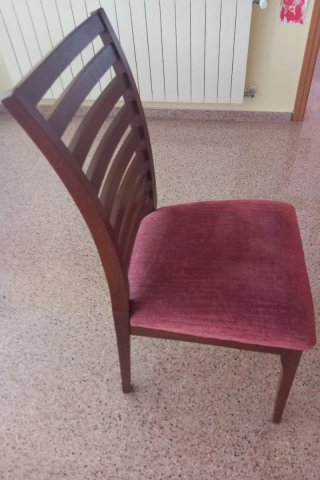 Conjunto 6 sillas madera y tela