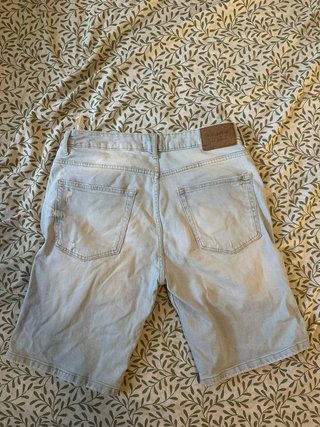Pull&Bear Pantalón Corto Desgastado Azul