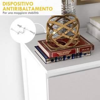 Cómoda para Dormitorio de 5 Cajones, Comó de Madera con Patas Antideslizantes, para Sala de Estar, Comedor y Pasillo, 60X39X100 Cm, Blanco