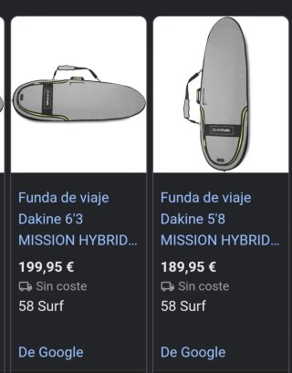 Funda Surf Dakine Hybrid Nueva 5.8 y 6.3