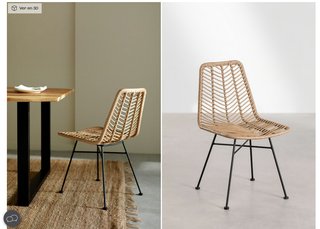 Mesa Comedor Madera + 6 Sillas Ratán