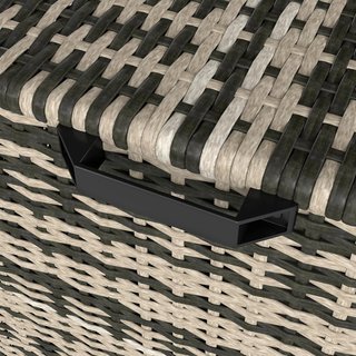 Baúl Exterior de 350L a 2 Niveles en Rattan PE, Contenedor de Exterior con Pistones a Gas y Estructura de Acero, 118X57X69 Cm, Gris