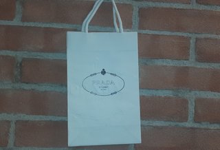 Shopper Prada Originale Bianca Logo Rilievo