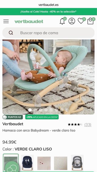 Hamaca bebé Vertbaudet verde