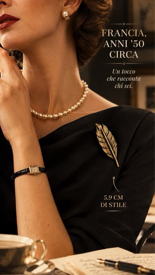 Spilla Murat piuma dorata antica