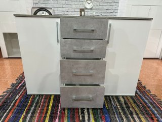 Cómoda Aparador 120cm Blanco y Gris