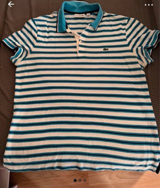 Polo Lacoste Rayas Azul Blanco Talla S