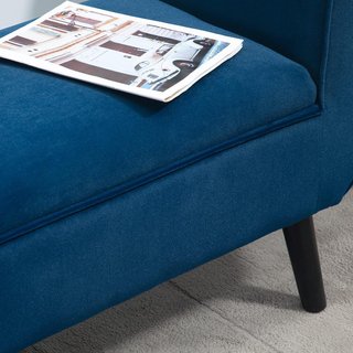 Banco Contenedor Tapizado para Dormitorio y Entrada, Banco de Pie de Cama en Tejido Aterciopelado con Brazos, 118X42X66Cm, Azul