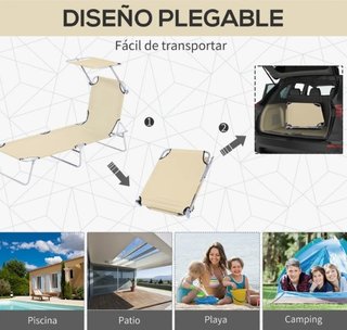 Tumbona de jardín Plegable con Toldo