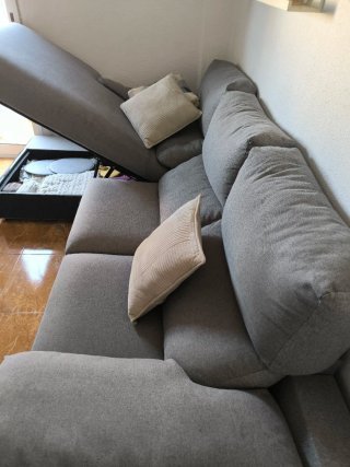 Sofá chaise longue 3 plazas con arcón