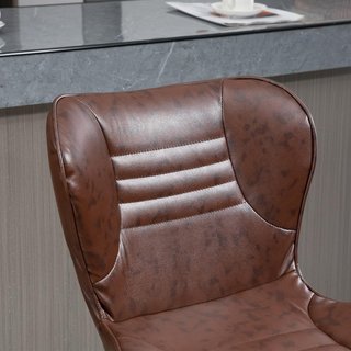Conjunto de 2 Taburetes Altos de Piel Sintética, Taburetes de Cocina con Altura Ajustable, Asiento Giratorio y Reposapiés, Marrón