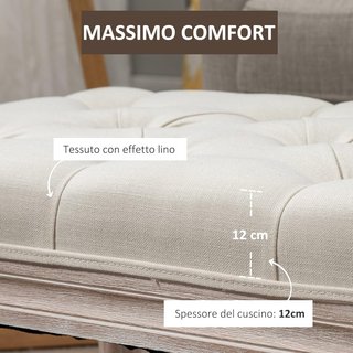 Banco de Cama de Diseño Moderno, Banco Acolchado con Recubrimiento Efecto Lino, Patas de Madera, Vintage, Dormitorio y Entrada, 40X80X43 Cm, Beige