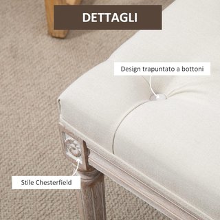 Banco de Cama de Diseño Moderno, Banco Acolchado con Recubrimiento Efecto Lino, Patas de Madera, Vintage, Dormitorio y Entrada, 40X80X43 Cm, Beige