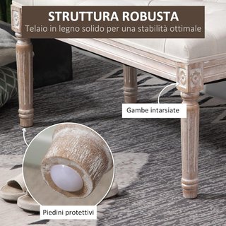 Banco de Cama de Diseño Moderno, Banco Acolchado con Recubrimiento Efecto Lino, Patas de Madera, Vintage, Dormitorio y Entrada, 40X80X43 Cm, Beige