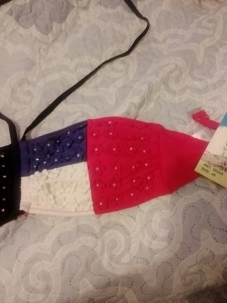 Top bikini negro y multicolor con pedrería . Nuevo
