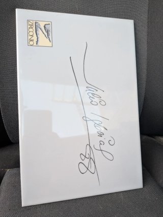 Azulejo Cerámica Zirconio Firma y Año