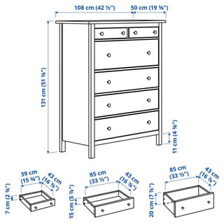 Cómoda 6 cajones IKEA HEMNES blanca 108x131