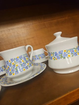 Set Tazze Caffè Porcellana Fiori Blu