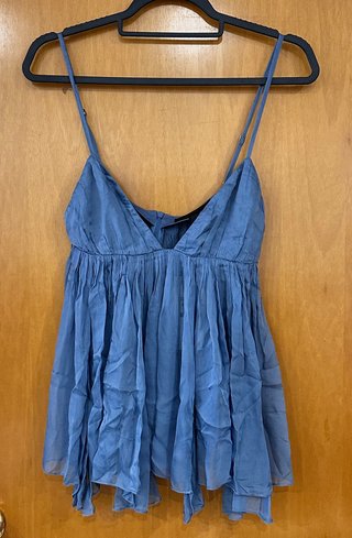 Top Zara Azul Viscosa Talla S