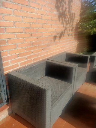 Muebles de jardín mimbre gris