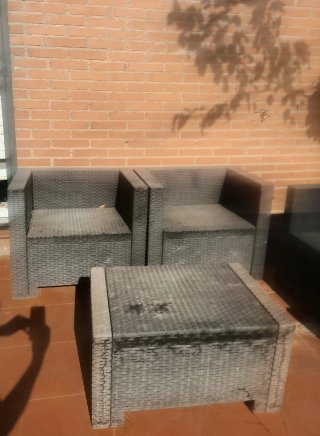 Muebles de jardín mimbre gris