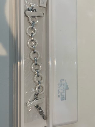 Pulsera LOTUS Mujer Aros Blancos y Plata // NUEVA